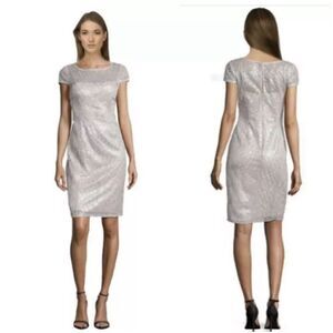 NWT Adrianna Papell feather sequin sheath cocktail dress size 14W
